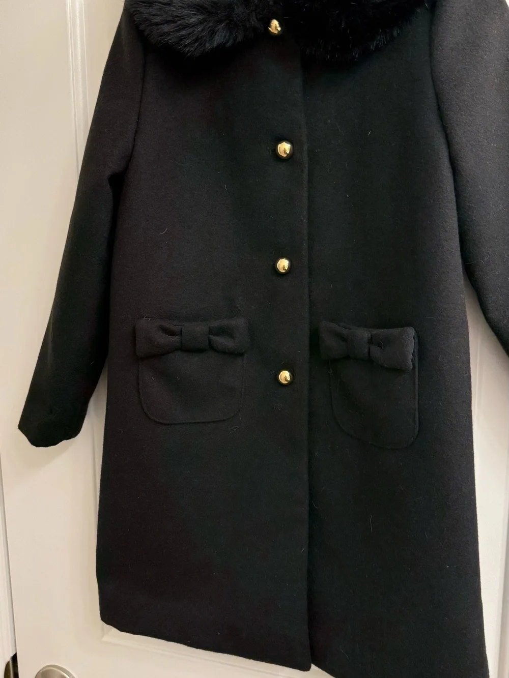 New Condition Janie and Jack Black Coat Faux-Fur Collar sz 5/6